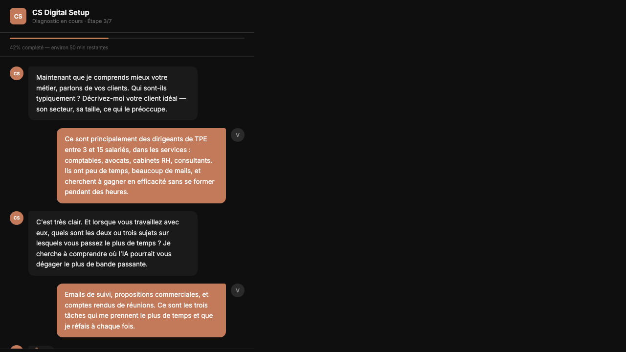 Interface du diagnostic conversationnel