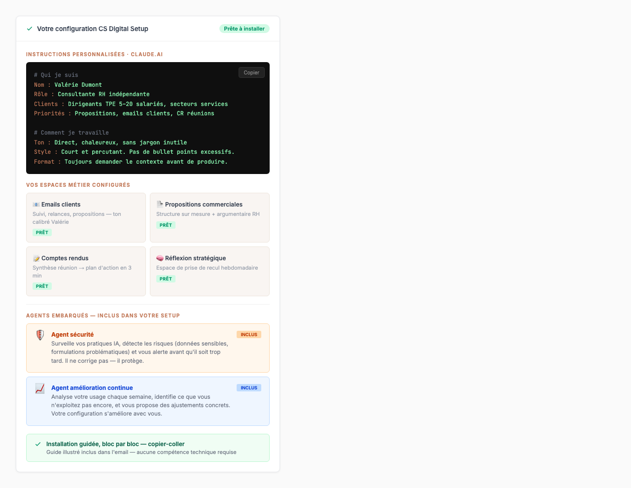 Configuration IA livr&eacute;e